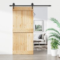 Klizna vrata s priborom za montažu 90 x 210 cm masivna borovina