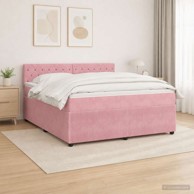Boxspring krevet s madracem 140 x 200 cm baršun kristal s dugmadima, ružičasti