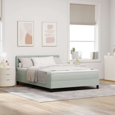 Box Spring krevet s madracem, svjetlosivi, 140x190 cm, baršun