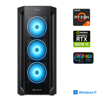 ANNI Gaming računalo Gamer Extreme / AMD Ryzen 7 9700X, 32GB, 2TB, RTX 5070 Ti, Windows 11 Home