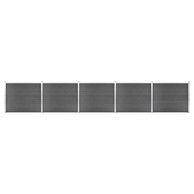 Set panela za ogradu, 872 x 146 cm, WPC, crni