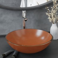 Umivaonik sa slavinom i odvodom smeđi od kaljenog stakla