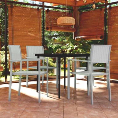 Vrtna garnitura, 5-dijelni set bijeli, dužina stola 80 cm, bijela