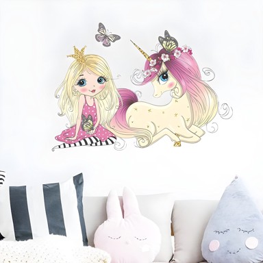 IZMAEL Zidna naljepnica Princess and Unicorn