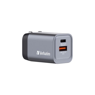 VERBATIM GNC-35 GaN zidni punjač 35W, 1×USB-C PD 35W / 1×USB-A QC3.0