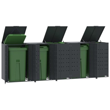 Spremište za 5 kante za otpad antracit 345x79x117 cm čelično