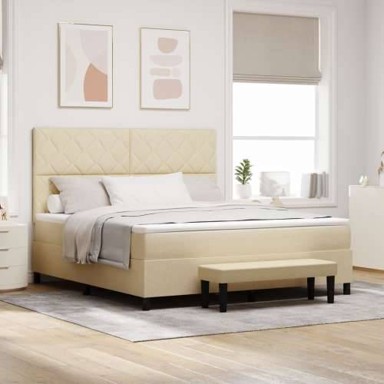 Box Spring krevet s madracem, krem, 180x200 cm