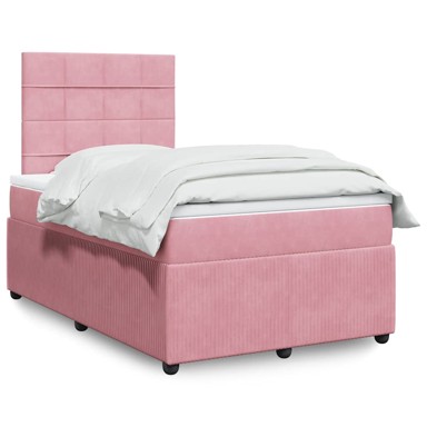 Box Spring krevet s madracem, ružičasti, 120 x 200 cm, baršun