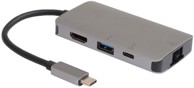 MICROCONNECT Mini dock Premium, USB-C na HDMI / USB-A / USB-C / RJ45