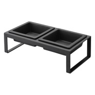 YAMAZAKI Set zdjela Tower za ljubimce s postoljem, crne