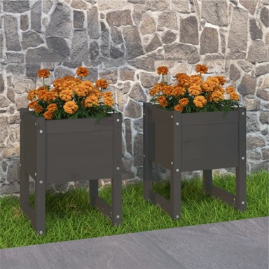 Sadilice 2 kom siva 40 x 40 x 52,5 cm od masivne borovine