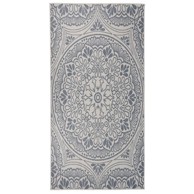 Vanjski tepih ravnog tkanja 100 x 200 cm plavi s uzorkom