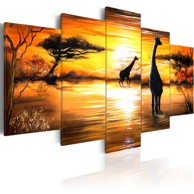 Slika Giraffes at watering hole 100x50