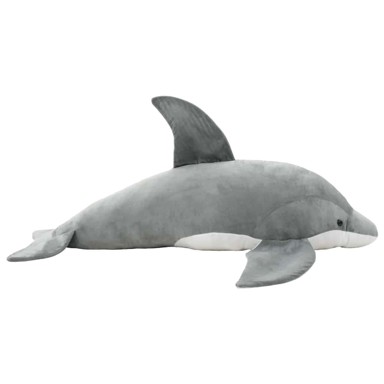 Plišani dupin, sivi, 100 x 40 cm