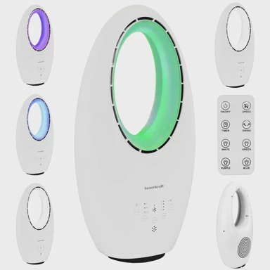 Ventilator, podni, bez lopatica, 60 W, 3 načina rada, daljinski upravljač, timer, LED rasvjeta