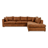 SCANDIC Konjak smeđa kutna garnitura od imitacije kože (s desnim kutom) Hamburg, 318x113x80 cm