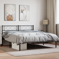 Metalni okvir za krevet s uzglavljem crni 120x190 cm