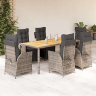 7-dijelni vrtni set od poli-ratana, stol 190 cm, sivi