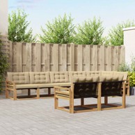 Set vanjskih sofa s jastukom, 8 pcs, bijela i bež