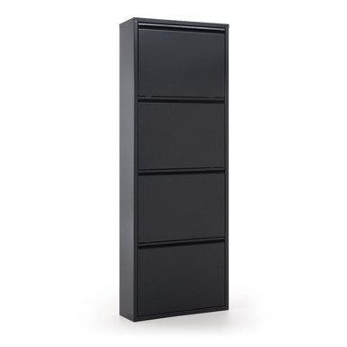 KAVE HOME Antracitni metalni cipelar s 4 preklopne ladice Rox