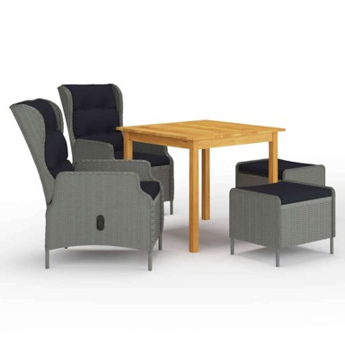 Vrtna garnitura, 5-dijelni set, dužina stola 80 cm, smeđa i crna