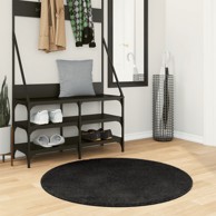 Tepih Huarte kratkih vlakana mekani i perivi crni Ø 100 cm
