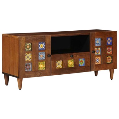 TV ormar s ladicama 105 x 33,5 x 46 cm, čvrsto drvo manga, orah