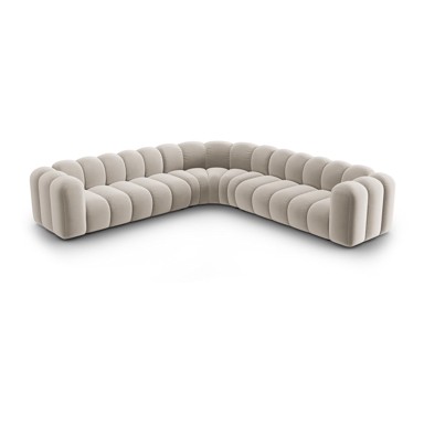 MICADONI Krem baršunasti kutna garnitura Lupine, 309x309x70,05 cm