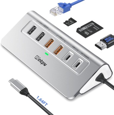 P9R PRO USB-C čvorište, 10 u 1, 1 Gbps Ethernet, 4K HDMI, 10 Gbps USB 3.2, PD 100 W, SD/TF, aluminij