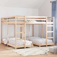 Trokatni krevet 80 / 200 x 200 cm čvrsto borovo drvo, prirodna
