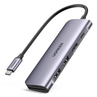 UGREEN Docking stanica CM195, USB-C, 2x USB-A, 1x USB-C, 1x HDMI, SD/microSD, sivi