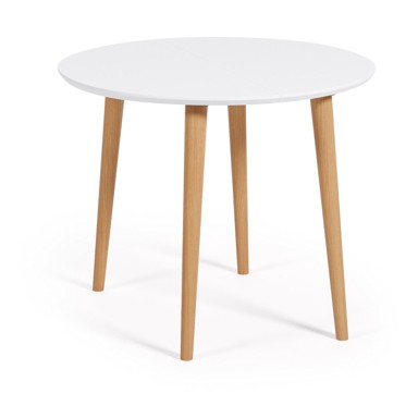 KAVE HOME Bijeli okrugli proširiv blagovaonski stol s bijelom pločom stola ø 90 cm Oqui