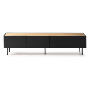 TEULAT Crna/u prirodnoj boji TV komoda u dekoru hrasta 180x45 cm Arista