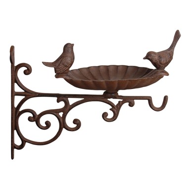 ESSCHERT DESIGN Nosač od lijevanog željeza s pojilicom za ptice, dužina 28,1 cm