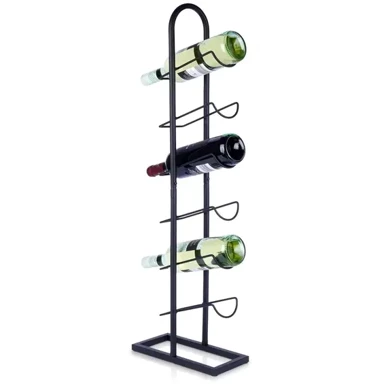 VILDE Metalni stalak za vino za 6 boca, 27 × 13 × 84,5 cm, crni
