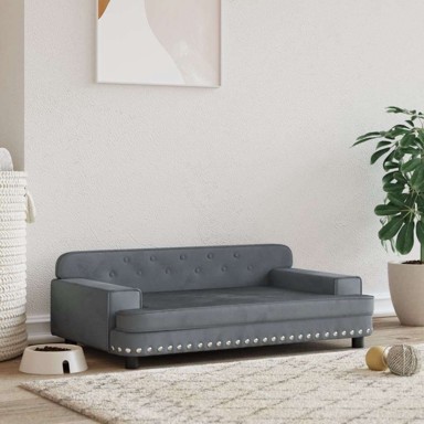 Krevet za pse od baršuna, 90 × 53 × 30 cm, tamno siva  