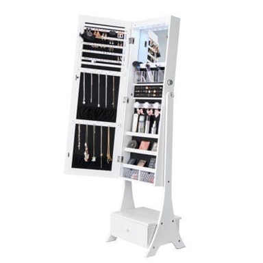VEVOR Ormar za nakit s ogledalom, organizator, 41 × 36 × 157 cm, bijeli