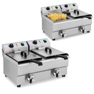 Dvostruka električna friteza sa slavinom, 230 V, 2 x 3000 W, 2 x 10 l