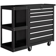 HOMESTAR Radionička kolica, 7 ladica, uklonjiva bočna polica, 960 x 335 x 750 mm, crna