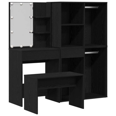 Set toaletnog stola s LED-om, crni hrast