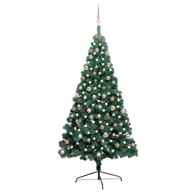 Božićno drvce umjetno polovica zeleno sa 60 kuglica rose gold 210 cm