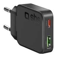 SBS Slim mrežni punjač 30 W USB-C PD i USB-A, crni