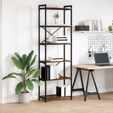 Police za knjige, 60 x 30 x 188 cm, MDF i čelik, dimljeni hrast