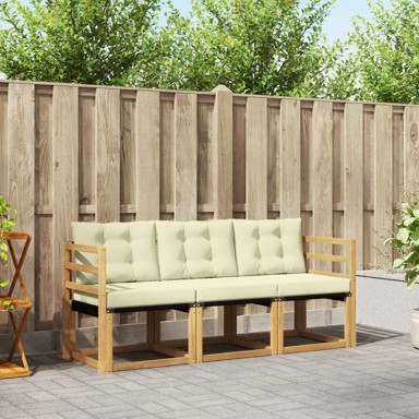 Set vanjskih sofa s jastucima 3 kom, bijela i krem