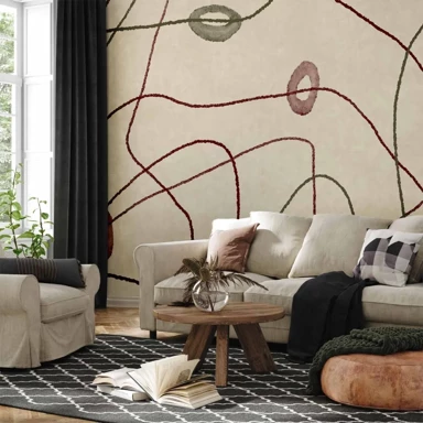 Foto tapeta Linije i oblici, labirint od perli na blijedoj isprepranoj pozadini, 400x280 cm