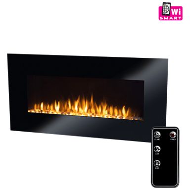 HOME Grijalica FKK 3000 WiFi, električni kamin, 2000 W, LED svjetlost, crni