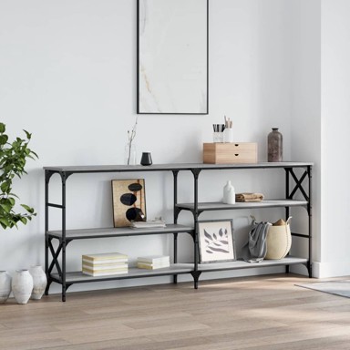 Konzolni stol siva boja hrasta 180x29x76,5 cm konstruirano drvo