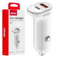 AMIO Auto punjač USB-A + USB-C 20W 12/24V