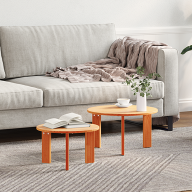 Set stolića za kavu (2 komada) voštano smeđi 47,5 x 47,5 x 27 cm