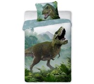 SENSILLO Pamučna Posteljina 140x200, Dinosaur T-rex, zelena
